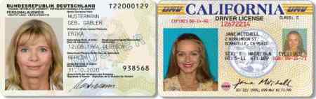 German Identity Card, California Driver License